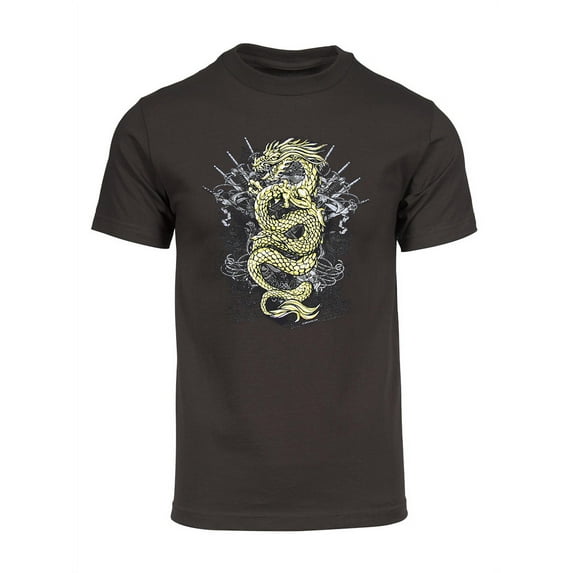 Men's Golden Dragon Short-Sleeve T-Shirt - Brown - X-Large