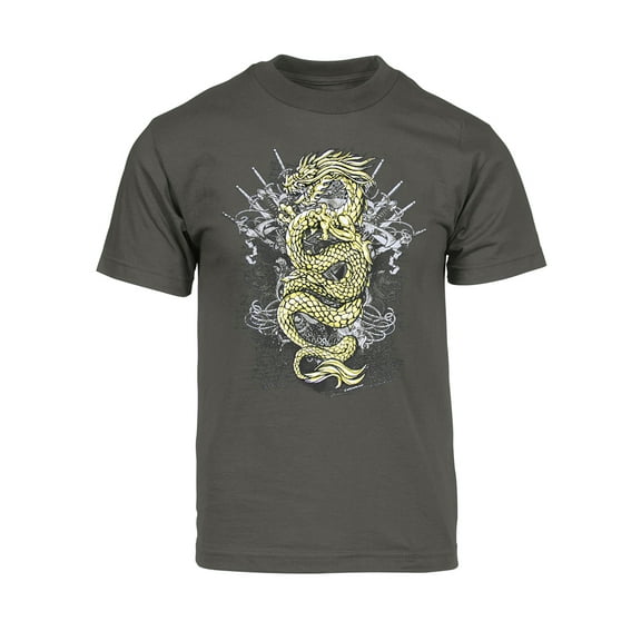 Men's Golden Dragon Short-Sleeve T-Shirt - Dark Grey - Large
