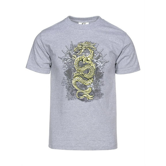 Men's Golden Dragon Short-Sleeve T-Shirt - Heather Grey - X-Large