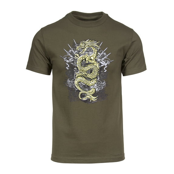 Men's Golden Dragon Short-Sleeve T-Shirt - Olive - Large