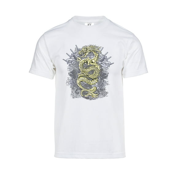 Men's Golden Dragon Short-Sleeve T-Shirt - White - Large