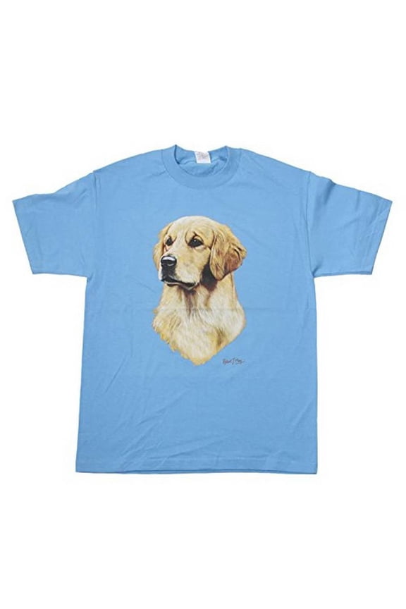 Men's Golden Retriever Print T Shirt Lt Blue, L