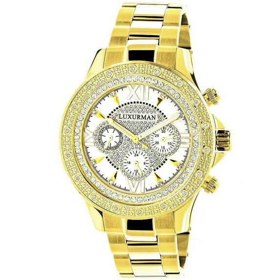Men's Goldtone Stainless Steel Diamond Accent Chronograph Quartz Watch