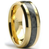 Metal Masters Mens Goldtone Tungsten Ring Wedding Band Black Carbon Fiber 8mm