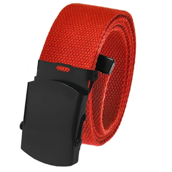 Men's Golf Belt in 1.5 Black Slider Belt Buckle with Adjustable Canvas Web Belt Large Red