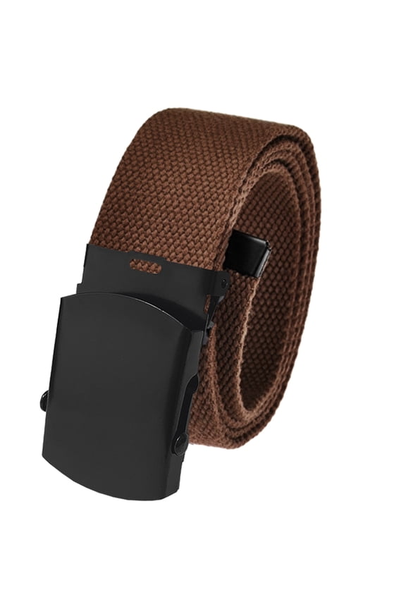 Men's Golf Belt in 1.5 Black Slider Belt Buckle with Adjustable Canvas Web Belt Medium Brown