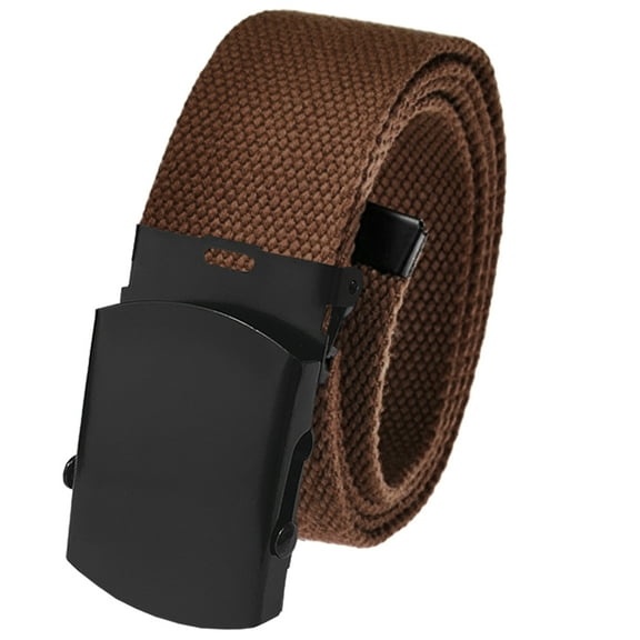 Men's Golf Belt in 1.5 Black Slider Belt Buckle with Adjustable Canvas Web Belt Small Brown