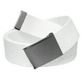 thumbnail image 1 of Men's Golf Belt in 1.5 Polished Pewter Flip Top Buckle with Canvas Web Belt Large White, 1 of 3