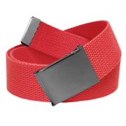 Mens Golf Belt in 1.5 Polished Pewter Flip Top Buckle with Canvas Web Belt Medium Red