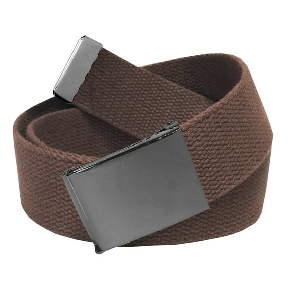 Men's Golf Belt in 1.5 Polished Pewter Flip Top Buckle with Canvas Web Belt XX-Large Brown