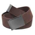 thumbnail image 1 of Men's Golf Belt in 1.5 Polished Pewter Flip Top Buckle with Canvas Web Belt XXX-Large Brown, 1 of 3