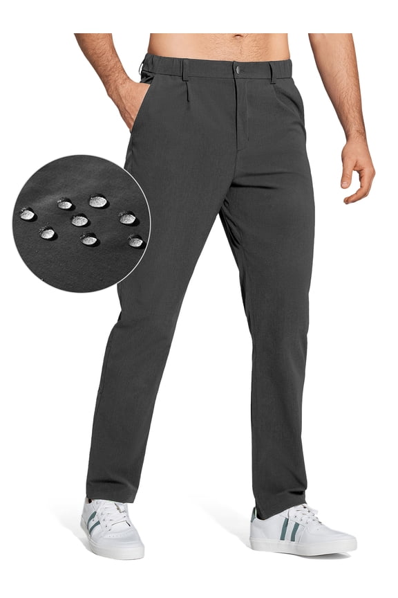 Men's Golf Dress Pants 31" Lightweight Straight Fit Stretch Casual Pants Quick Dry Breathable with 5 Pockets Dark Grey 36