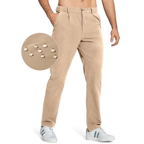 Men's Golf Dress Pants 31" Lightweight Straight Fit Stretch Casual Pants Quick Dry Breathable with 5 Pockets Dark Khaki 42