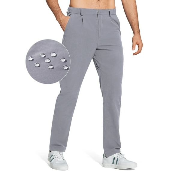 Men's Golf Dress Pants 31" Lightweight Straight Fit Stretch Casual Pants Quick Dry Breathable with 5 Pockets Light Grey 40
