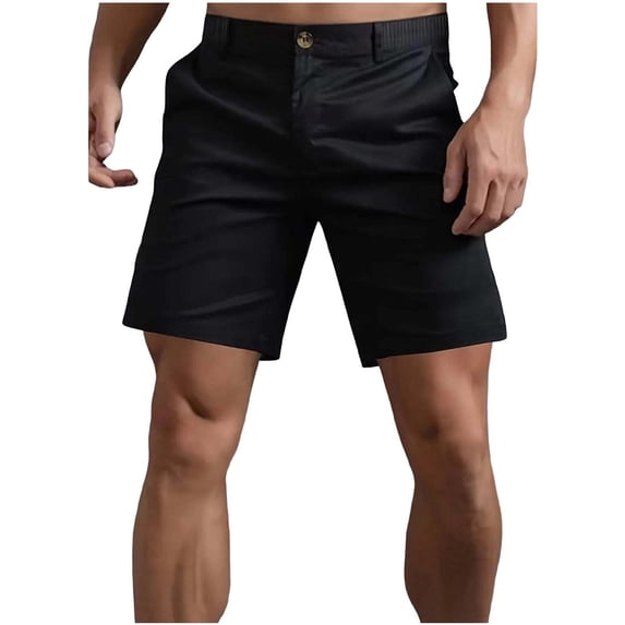 Men's Golf Dress Shorts Flat Front Expandable Waist Hybrid 7 Inch Lightweight Quick Dry Chino Casual with Pockets Size M-3XL Black