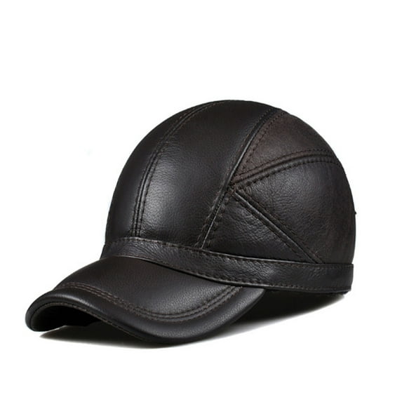 Men's Golf Genuine Leather Hat Male Winter Real Cow Skin Casual Wear Baseball Caps Outdoors Korean Plate Flying Hats ,Classic Vintage