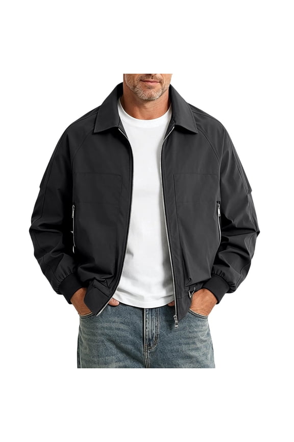 Men's Golf Jacket Lightweight Casual Stylish Windbreakers Zip Up Laydown Collar Fall Bomber Jackets