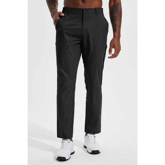 MASKERT Men's Golf Pants-30"Lightweight Stretch Work Dress Office Travel Slacks Business Casual Trousers Black