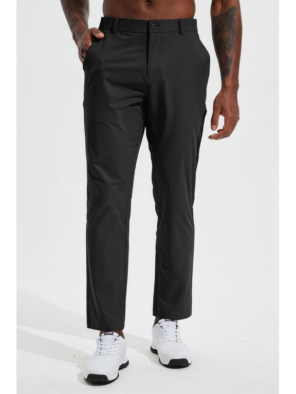 Men's Golf Pants-30"Lightweight Stretch Work Dress Office Travel Slacks Business Casual Trousers Black