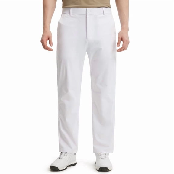 Men's Golf Pants-30"Lightweight Stretch Work Dress Office Travel Slacks Business Casual Trousers White