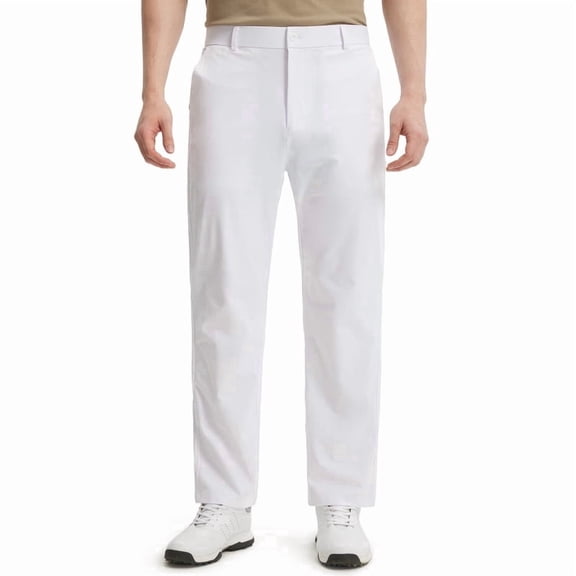 Men's Golf Pants-30"Lightweight Stretch Work Dress Office Travel Slacks Business Casual Trousers White