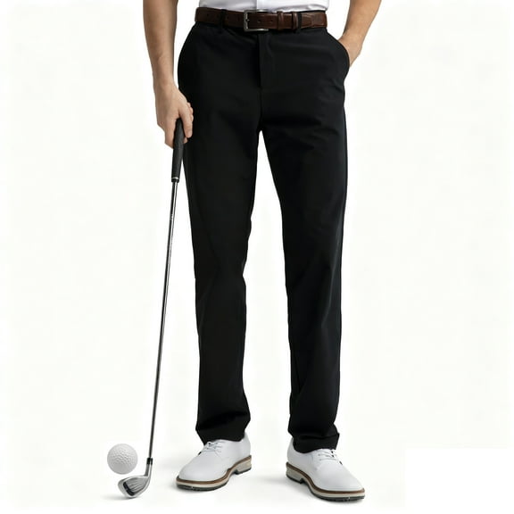 Mens Golf Pants Classic Fit Work Dress Comfy Pants 30"/32" Quick Dry Business Black Trousers 34Wx30L