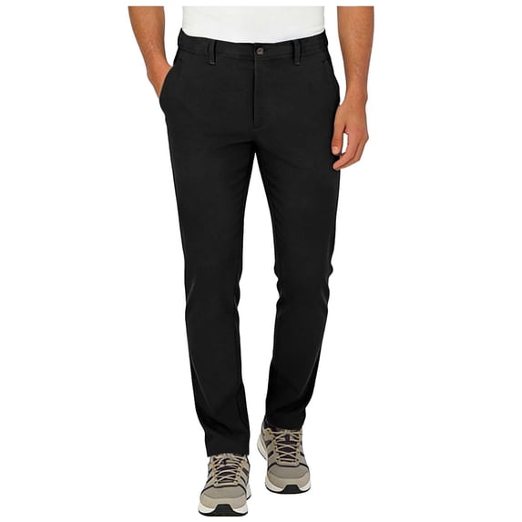 Men’s Golf Pants Elastic Button Dressy Pants with Zipper Packets Straight Leg Work Business Trousers