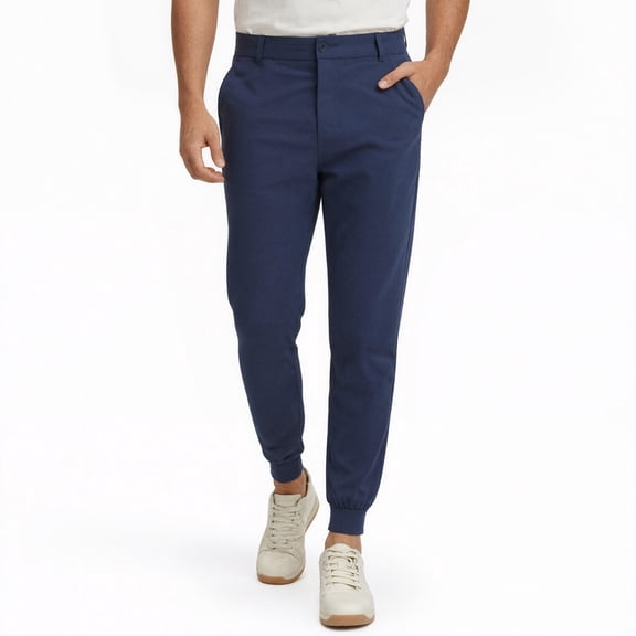 Men's Golf Pants Joggers-Lightweight 3 Pockets Slim Fit Soft Stretchy Tapered Work Dress Athletic Navy Blue S