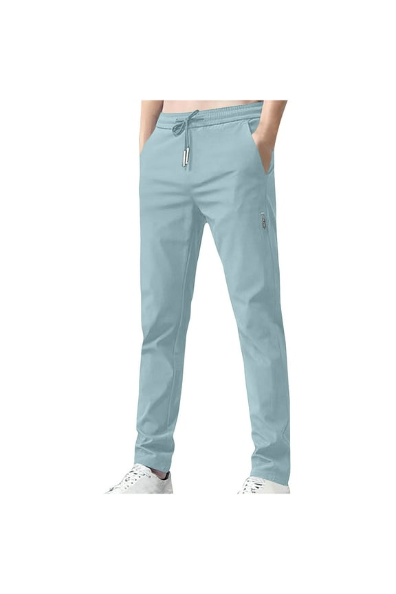 Men's Golf Pants Slim Fit Stretch Ice Silk Dress Trousers Casual Drawstring Workout Pant Summer Quick Dry Lightweight