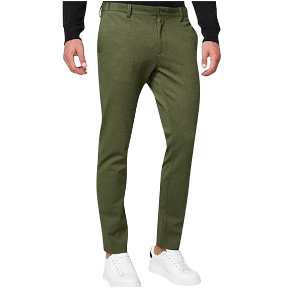 Men's Golf Pants Twill Stretch Work Dress Comfy Pants Lightweight Quick Dry Casual Slacks Trousers with Pockets Size 3XL Army Green