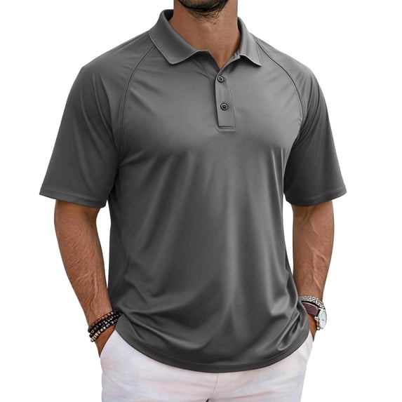 Men's Golf Polo Shirt Classic Fit Short Sleeve Collared Pullover Solid Top Moisture-Wicking Quick-Dry Soft Stretch Lightweight Breathable for Golf Tennis and Summer Sports Light Gray 3XL