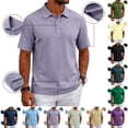 thumbnail image 1 of Men's Golf Polo Shirts Fashion Quick Dry Short Sleeve Lapel Polo Shirt Summer Moisture Wicking Business Casual Classic Fit T Shirts Light Purple L, 1 of 8