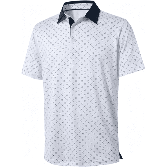 Men's Golf Polo Shirts Short Sleeve Striped Performance Moisture Wicking Dry Fit Golf Shirts for Men