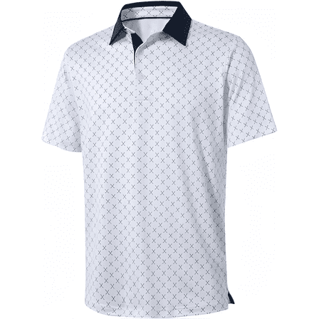 Men's Golf Polo Shirts Short Sleeve Striped Performance Moisture Wicking Dry Fit Golf Shirts for Men