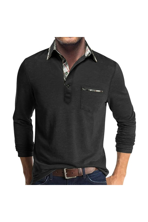 Men's Golf Shirt Long Sleeve Classic Pique Knit with Moisture Management, Stylish Sportswear for Clubhouse, Travel and Business Casual Fridays