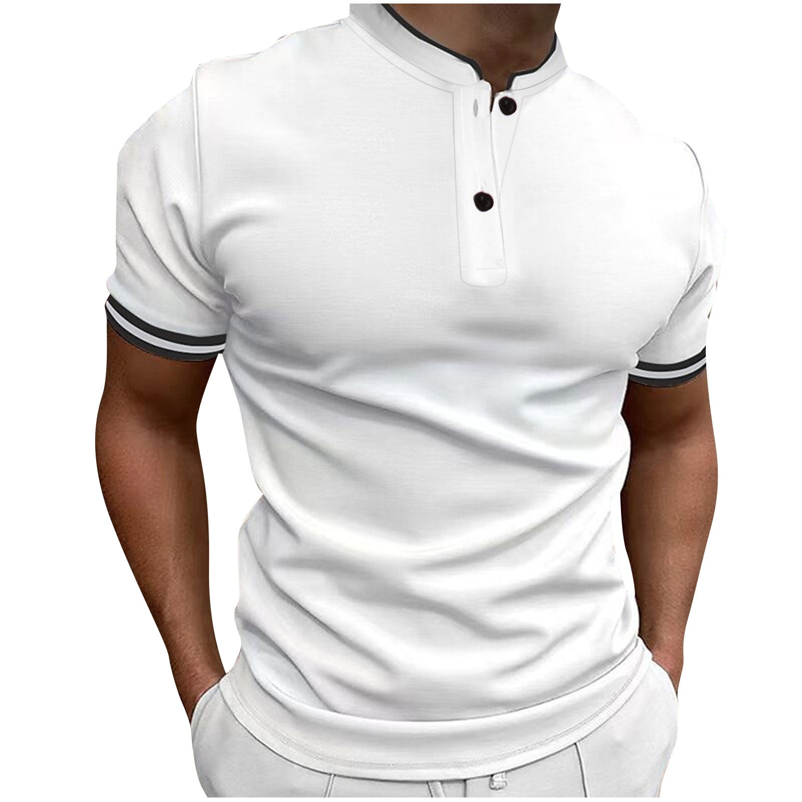 Men’s Golf Shirts 2024 Summer Casual Button Henley T-Shirt Slim Fit ...