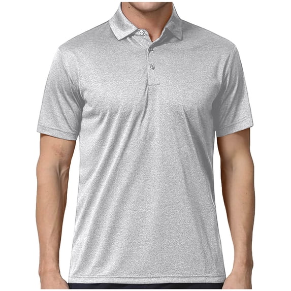 Men's Golf Shirts Polo-Collared Quick Dry Moisture Wicking Tops Performance Short Sleeve Work Athletic Blouses (3XL, Gray)