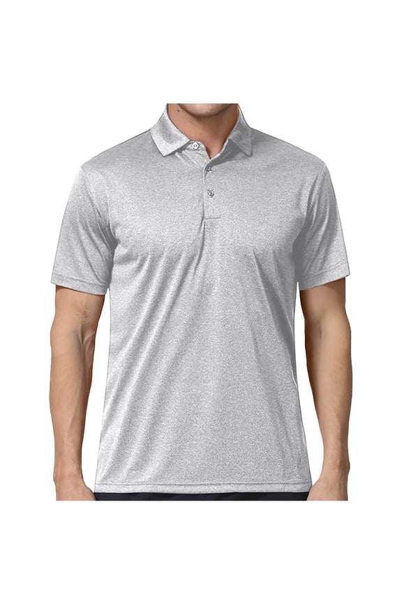 Men's Golf Shirts Polo-Collared Quick Dry Moisture Wicking Tops Performance Short Sleeve Work Athletic Blouses (M, Gray)