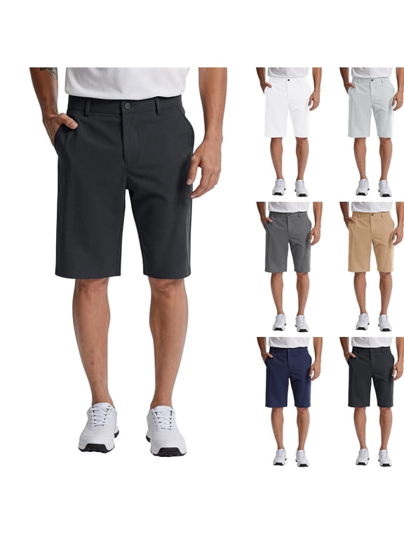 Men's Golf Shorts 12" Long with 4 Pockets Lightweight Casual Knee Length Short Quick Dry Hiking Work Travel Shorts ,XL,#02 Black
