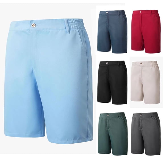 Men's Golf Shorts 9" Inseam Quick Dry Twill Short Pants Flat Front, Flex Elastic Waistband Lightweight Breathable Performance Wear for Travel Work Hiking
