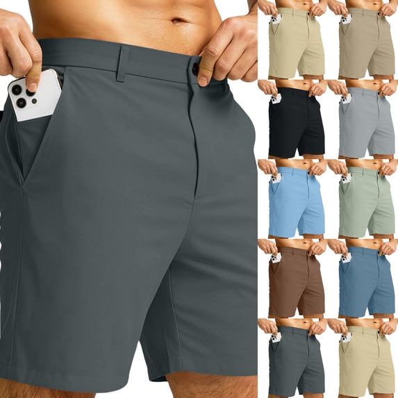 Men's Golf Shorts Lightweight Stretch Quick Dry Casual Dress Short Hiking Beach Travel Shorts 23# Dark Gray L