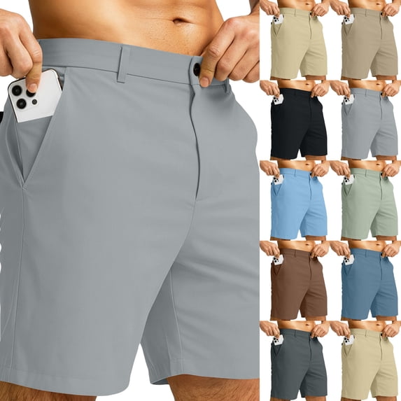 Men's Golf Shorts Lightweight Stretch Quick Dry Casual Dress Short Hiking Beach Travel Shorts 23# Light Gray 3XL