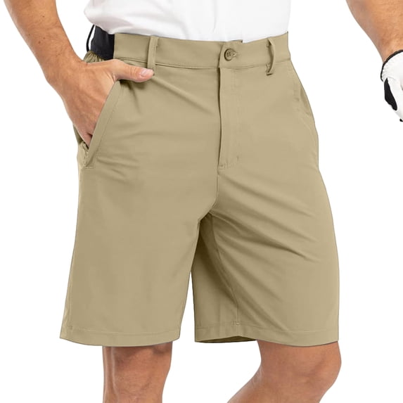 Men's Golf Shorts Solid Color Business Casual Shorts with Button ...