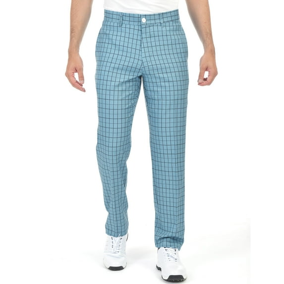 Men's Golf Tapered Pants Plaid Stretch Relaxed Fit Lightweight Flat Front Pant