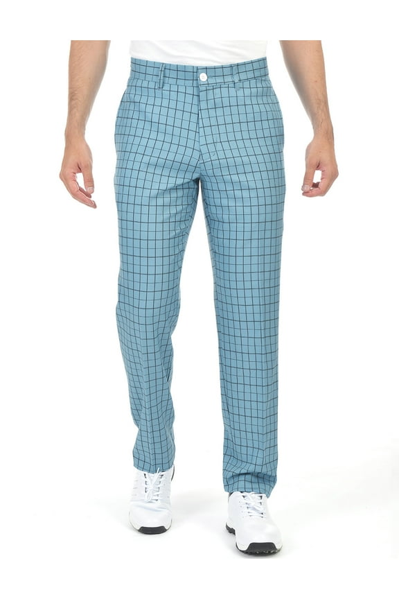 Men's Golf Tapered Pants Plaid Stretch Relaxed Fit Lightweight Flat Front Pant