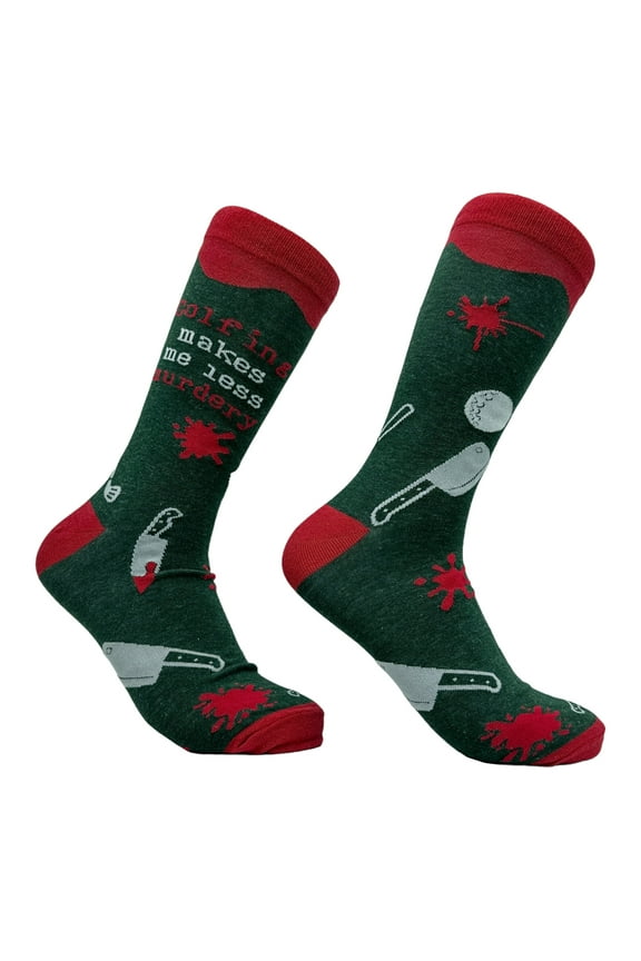 Men's Golfing Makes Me Less Murdery Socks Funny Golf Lovers Footwear