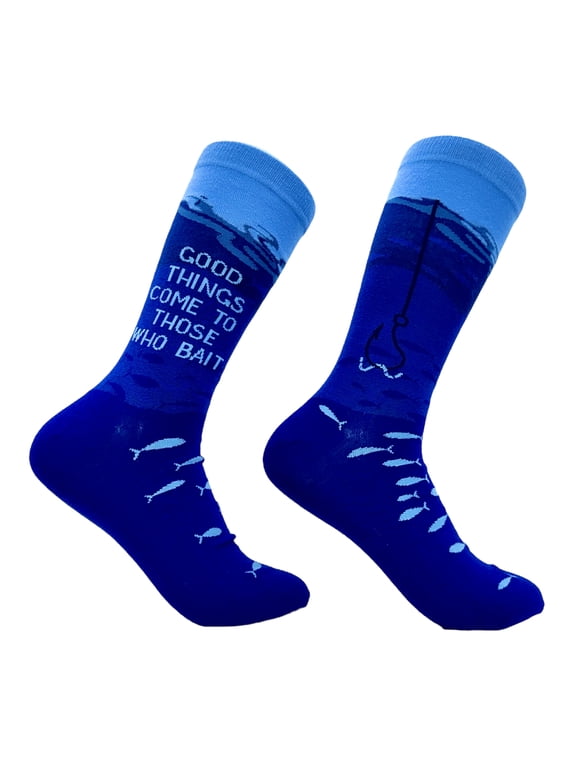 Men's Good Things Come to Those Who Bait Socks Funny Fishing Saying Joke Footwear