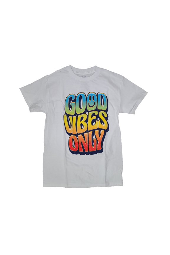 Men's Good Vibes Only White Graphic T-Shirt - Large
