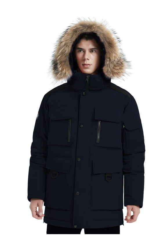 Men's Goose Down Parka Extreme Warm Winter Jacket with Hood