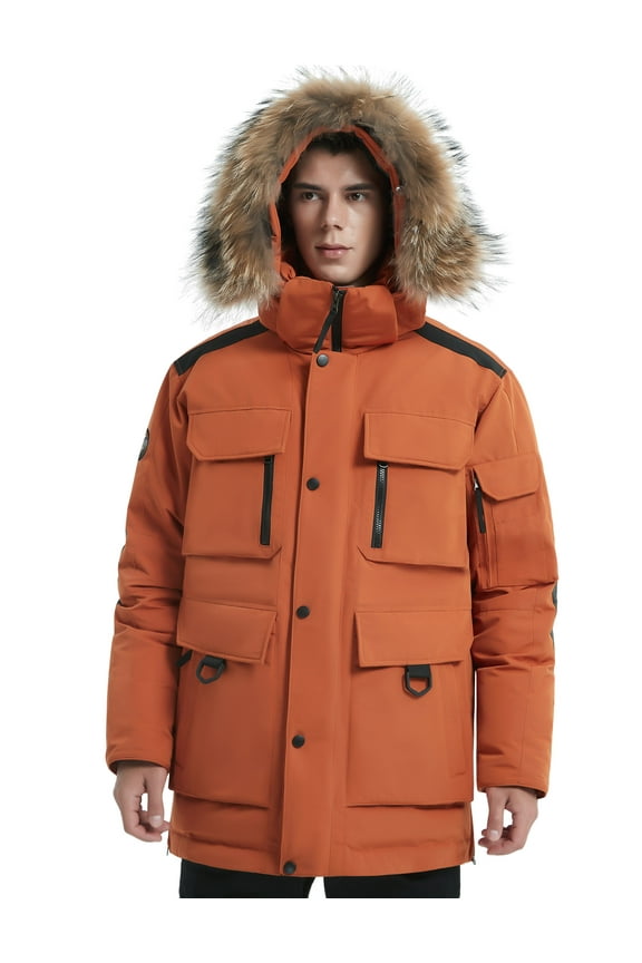Men's Goose Down Parka Extreme Warm Winter Jacket with Hood